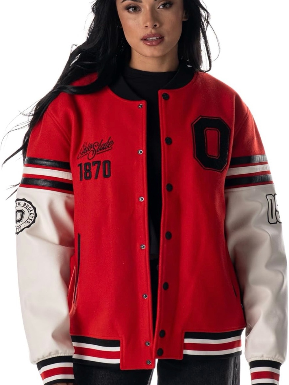 Ohio State Red and White Varsity Letterman Jacket - Women Size M